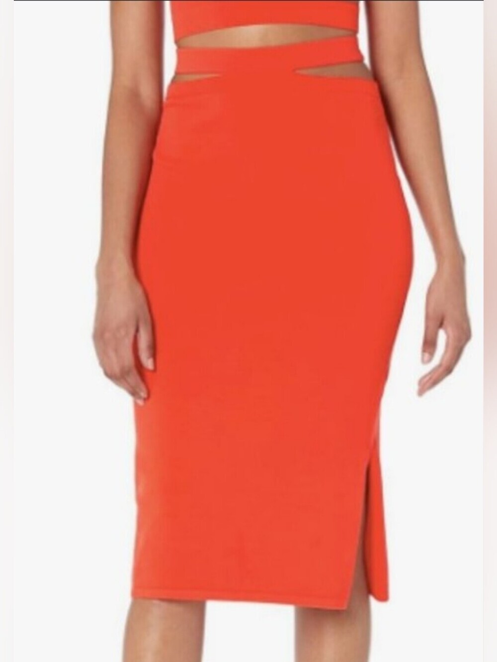 Nylon Cut Out Bodycon Skirt Large